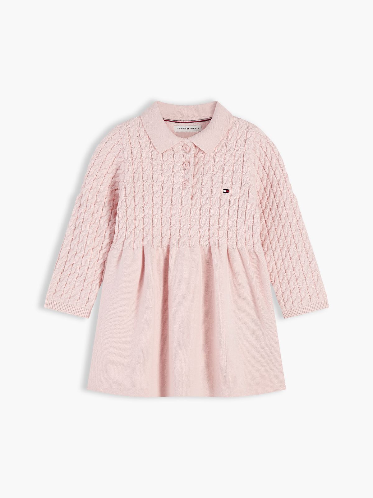 Cable Polo Jumper Dress — Pink