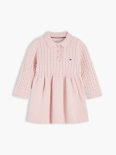 Cable Polo Jumper Dress — Pink 1