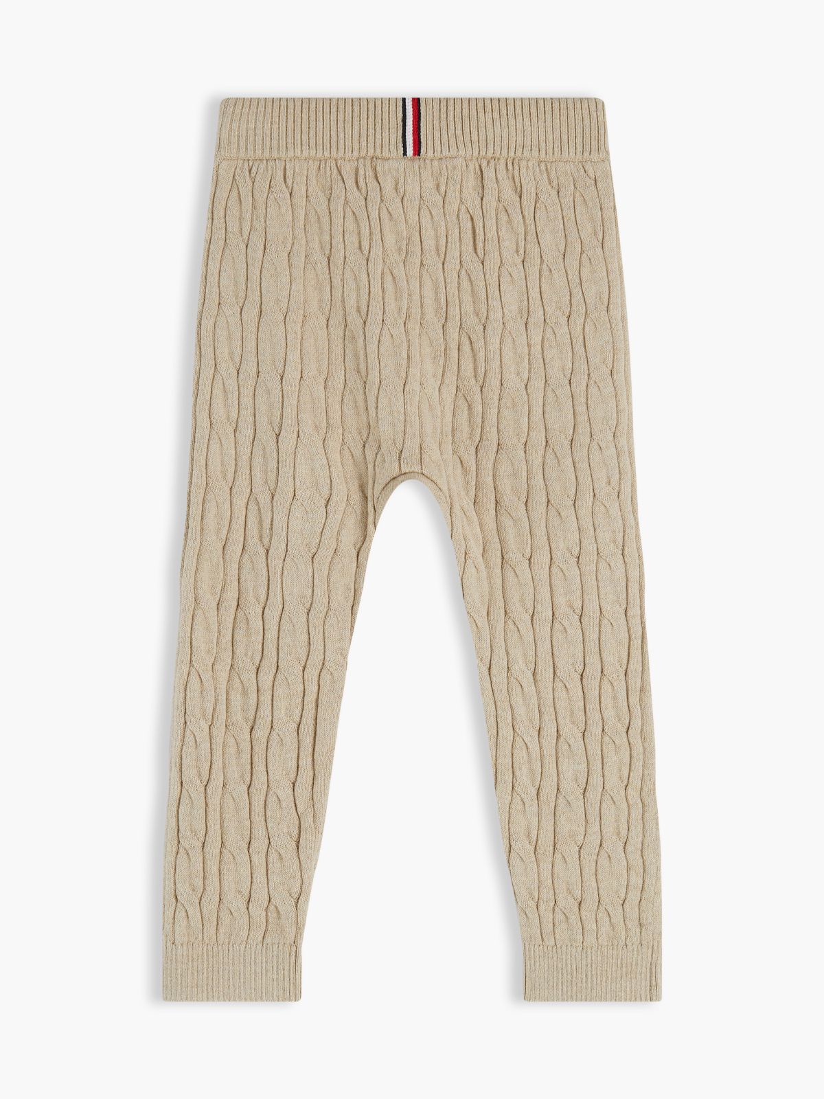 Flag Embroidery Cable Knit Trousers — Beige