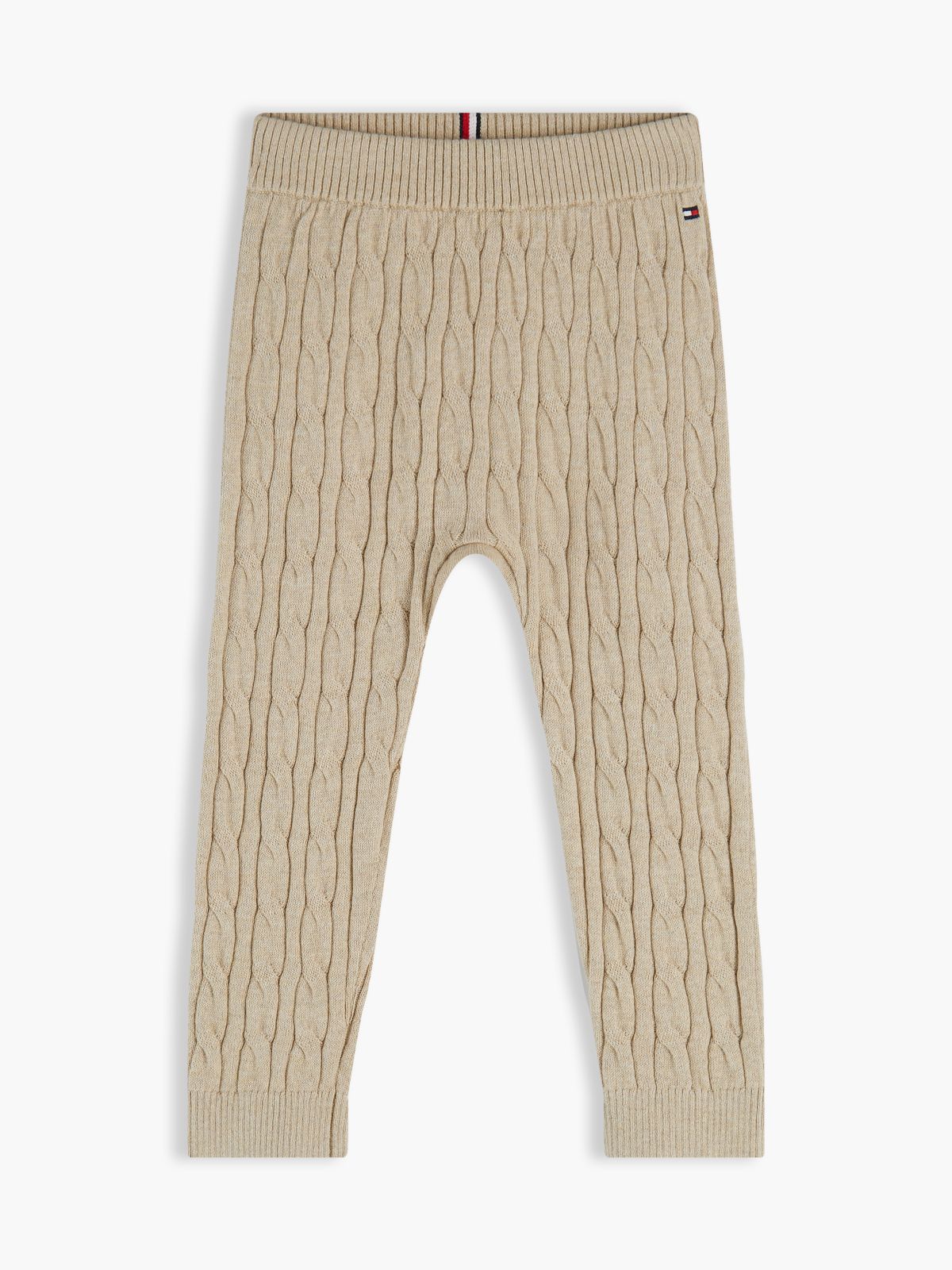 Flag Embroidery Cable Knit Trousers — Beige