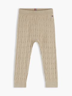 Flag Embroidery Cable Knit Trousers — Beige 1