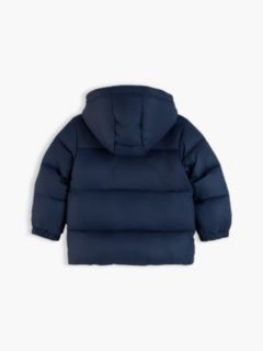 Flag Embroidery Zip-Thru Hooded Puffer Jacket — Blue 2