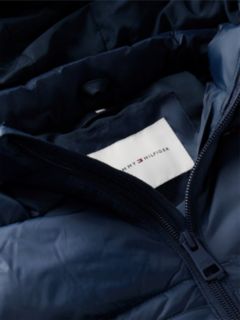 Flag Embroidery Zip-Thru Hooded Puffer Jacket — Blue 3
