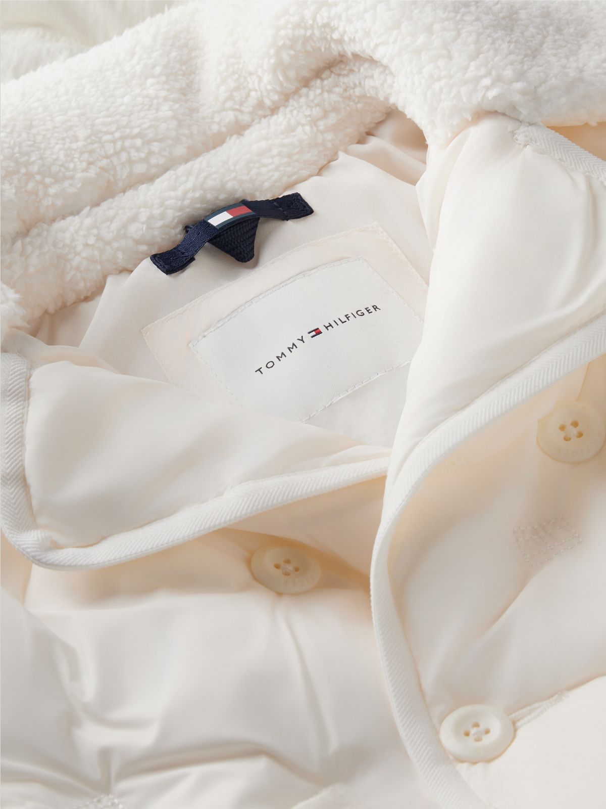 Flag Relaxed Quilted Fleece Jacket — White