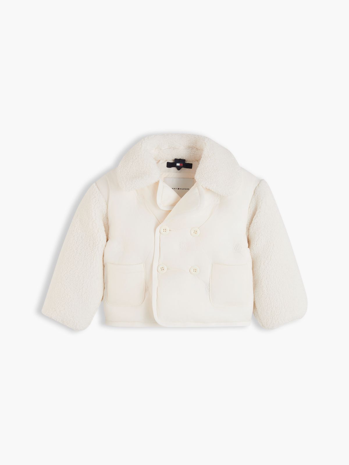 Flag Relaxed Quilted Fleece Jacket — White