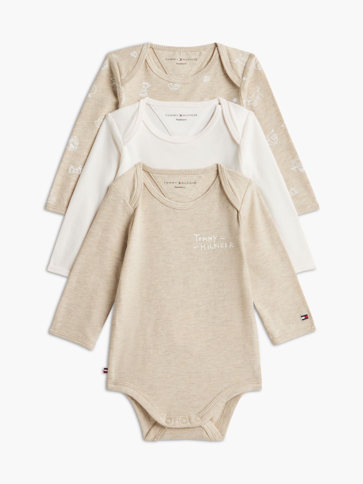 3-Pack Long Sleeve Bodysuits Gift Box — Beige