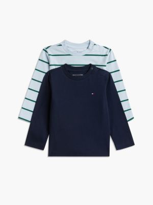 blue 2-pack stripe long sleeve t-shirts for newborn tommy hilfiger