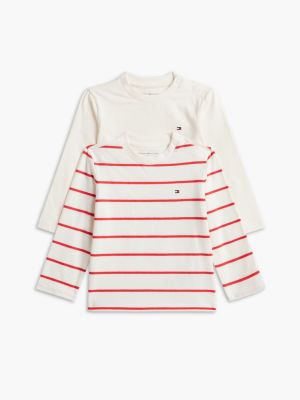 white 2-pack stripe long sleeve t-shirts for newborn tommy hilfiger