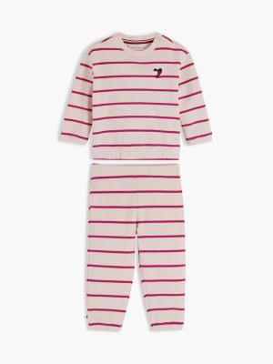 ensemble sweat et jogging à drapeau cœur pink pour nouveau-né tommy hilfiger