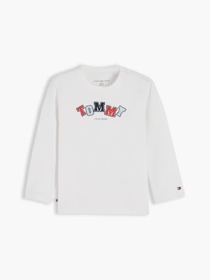 white logo long sleeve t-shirt for newborn tommy hilfiger