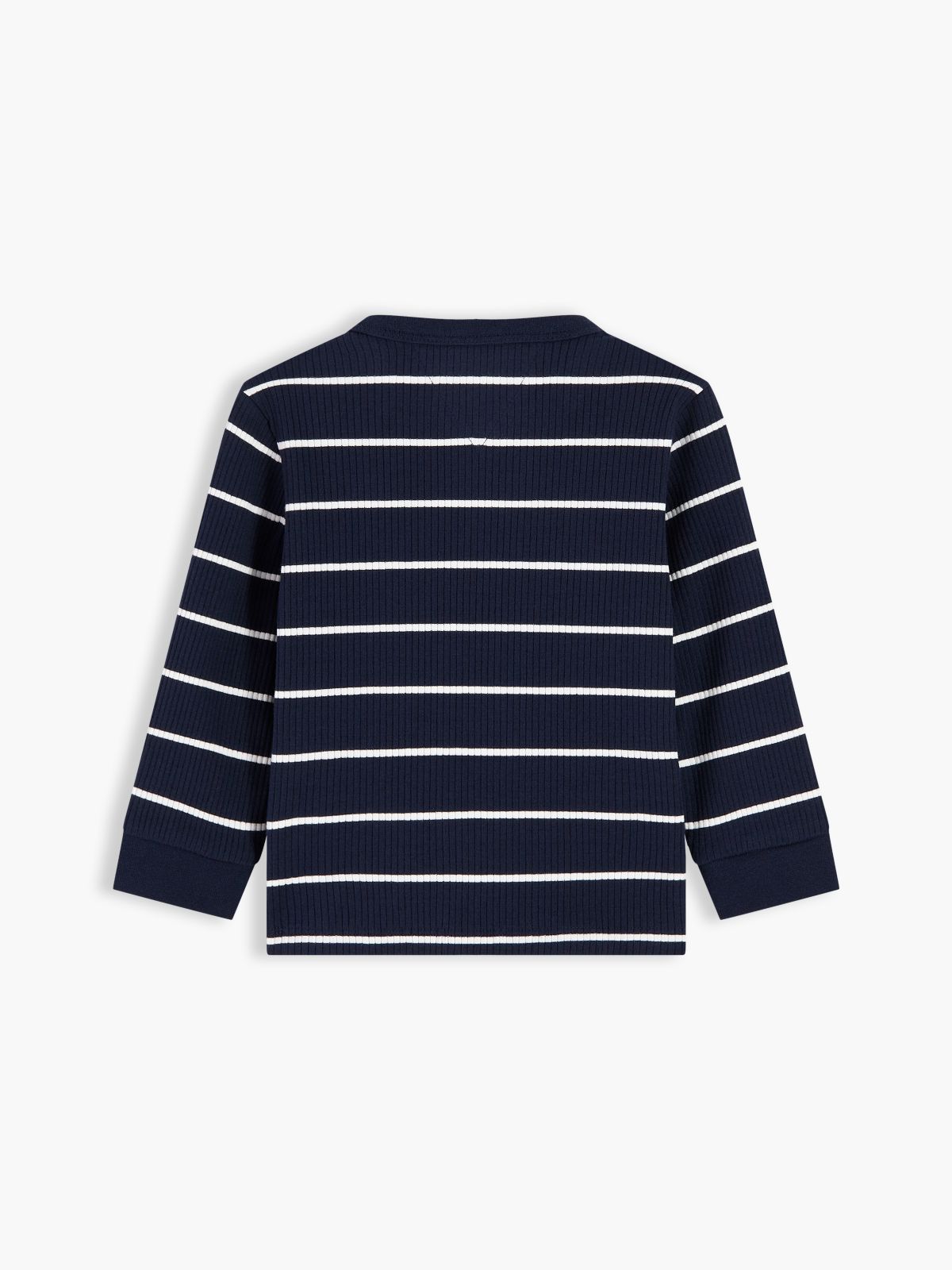 Flag Embroidery Ribbed Long Sleeve T-Shirt — Blue