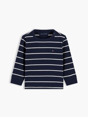 blue flag embroidery ribbed long sleeve t-shirt for newborn tommy hilfiger