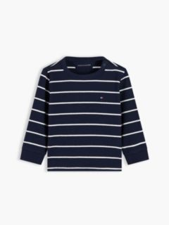 Flag Embroidery Ribbed Long Sleeve T-Shirt — Blue 1