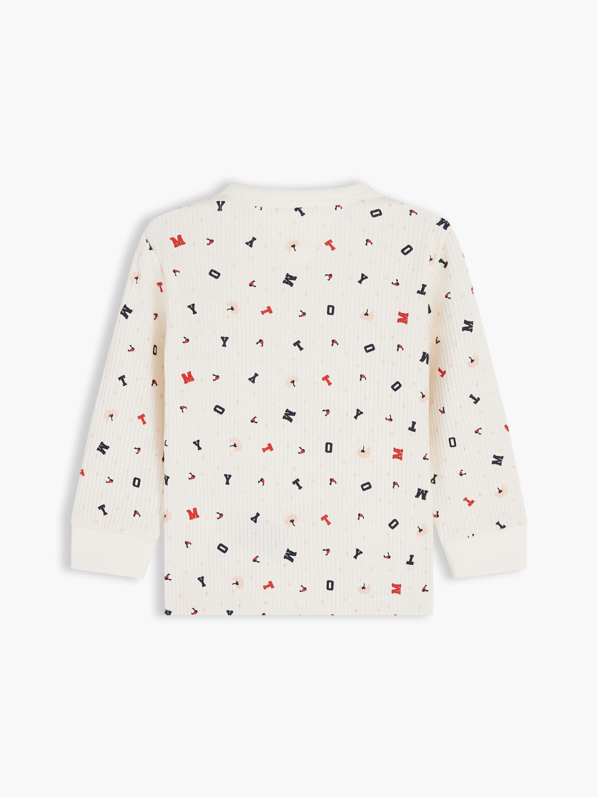 Flag Embroidery Ribbed Long Sleeve T-Shirt — White