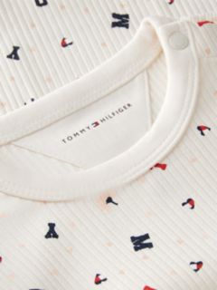 Flag Embroidery Ribbed Long Sleeve T-Shirt — White 3