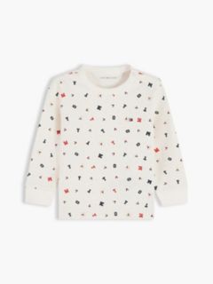 Flag Embroidery Ribbed Long Sleeve T-Shirt — White 1