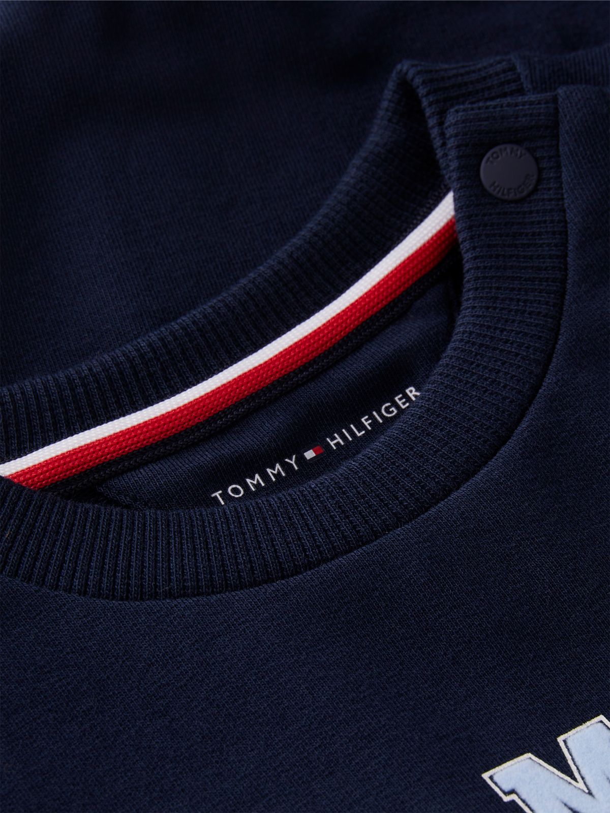 Flag Embroidery Crew Neck Sweatshirt — Blue