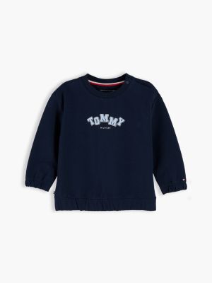 blue flag embroidery crew neck sweatshirt for newborn tommy hilfiger