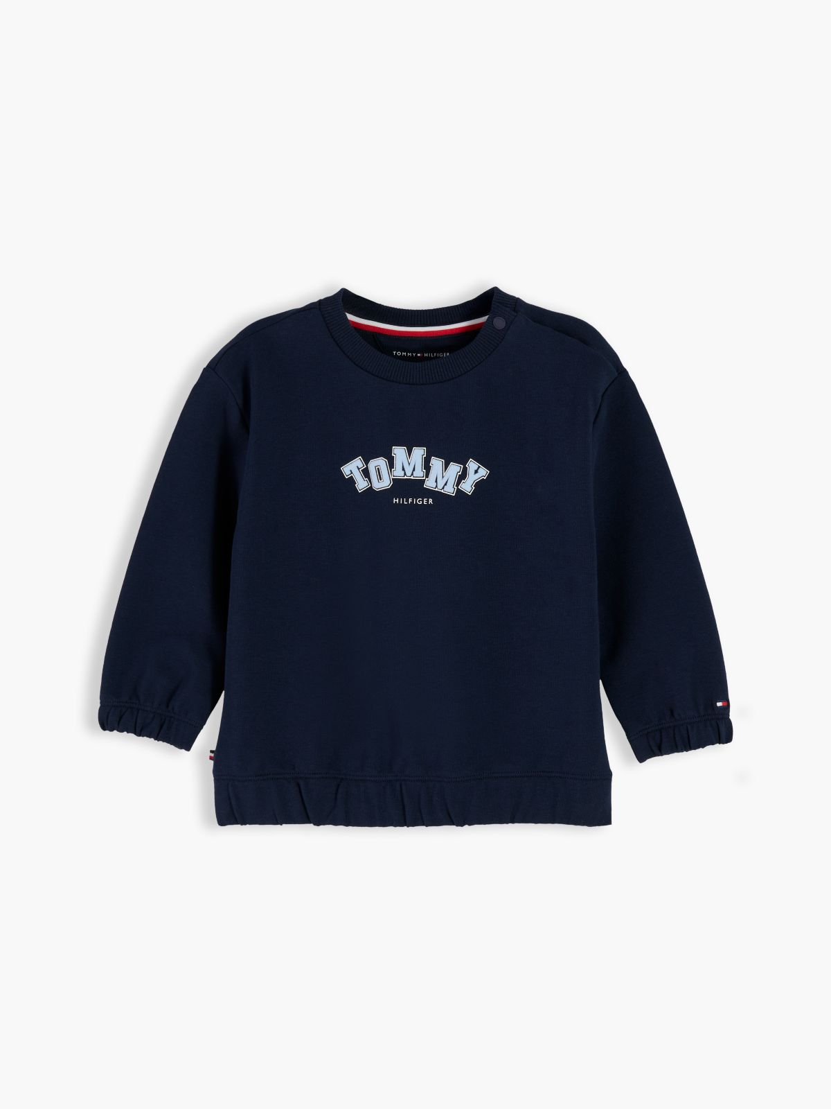 Flag Embroidery Crew Neck Sweatshirt — Blue