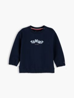 Flag Embroidery Crew Neck Sweatshirt — Blue 1