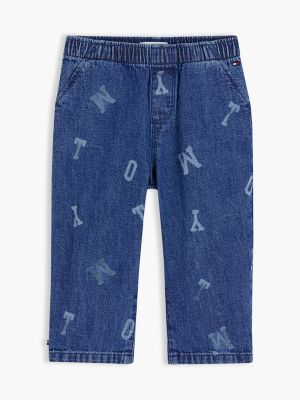 denim logo elasticated waist jeans for newborn tommy hilfiger