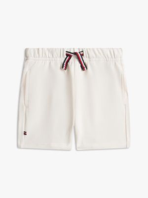 white essential signature tape drawstring sweat shorts for newborn tommy hilfiger