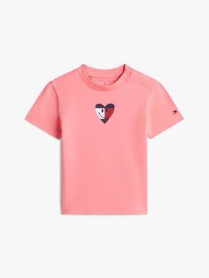 pink smiley logo jersey t-shirt for newborn tommy hilfiger