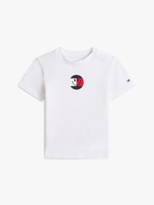 white smiley logo jersey t-shirt for newborn tommy hilfiger