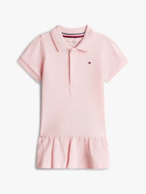 pink essential pique short sleeve polo dress for newborn tommy hilfiger