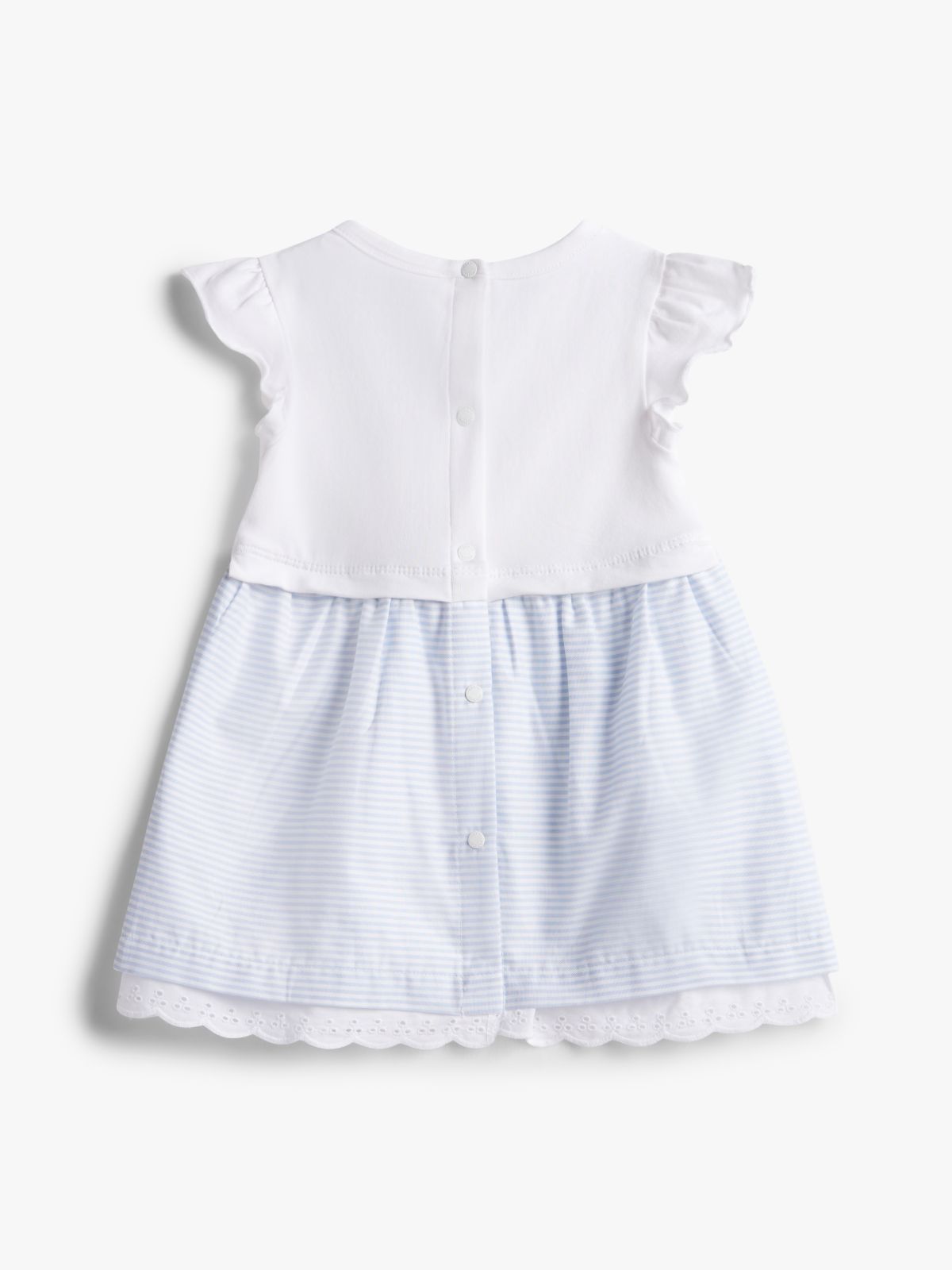 Ithaca Stripe Frill Short Sleeve Dress — Blue