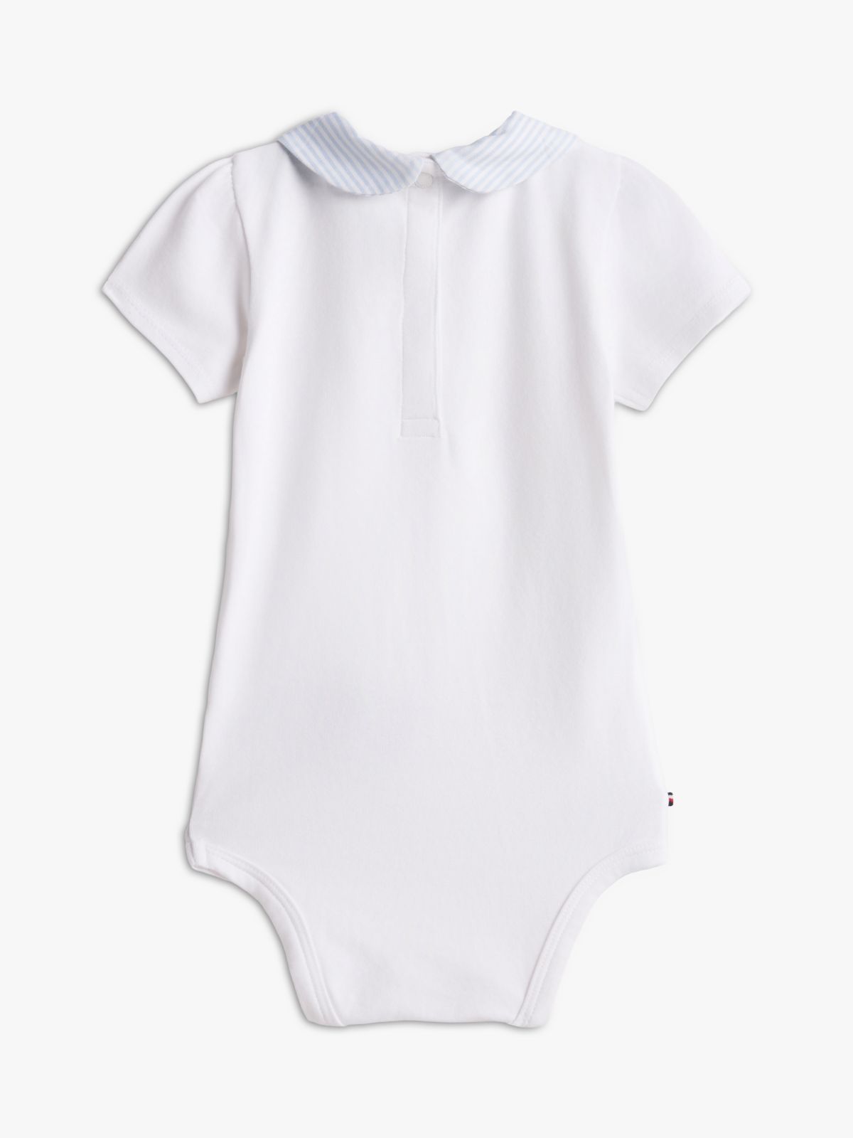 Heart Embroidery Ithaca Stripe Collar Bodysuit — White
