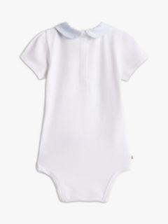 Heart Embroidery Ithaca Stripe Collar Bodysuit — White 2
