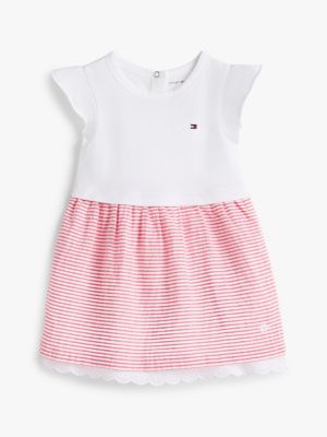 red stripe seersucker broderie short sleeve dress for newborn tommy hilfiger