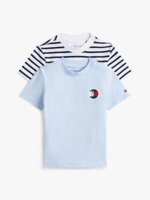 blue 2-pack back smiley logo jersey t-shirts for newborn tommy hilfiger