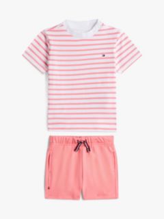 Essential Stripe T-Shirt And Shorts Set — Pink 1
