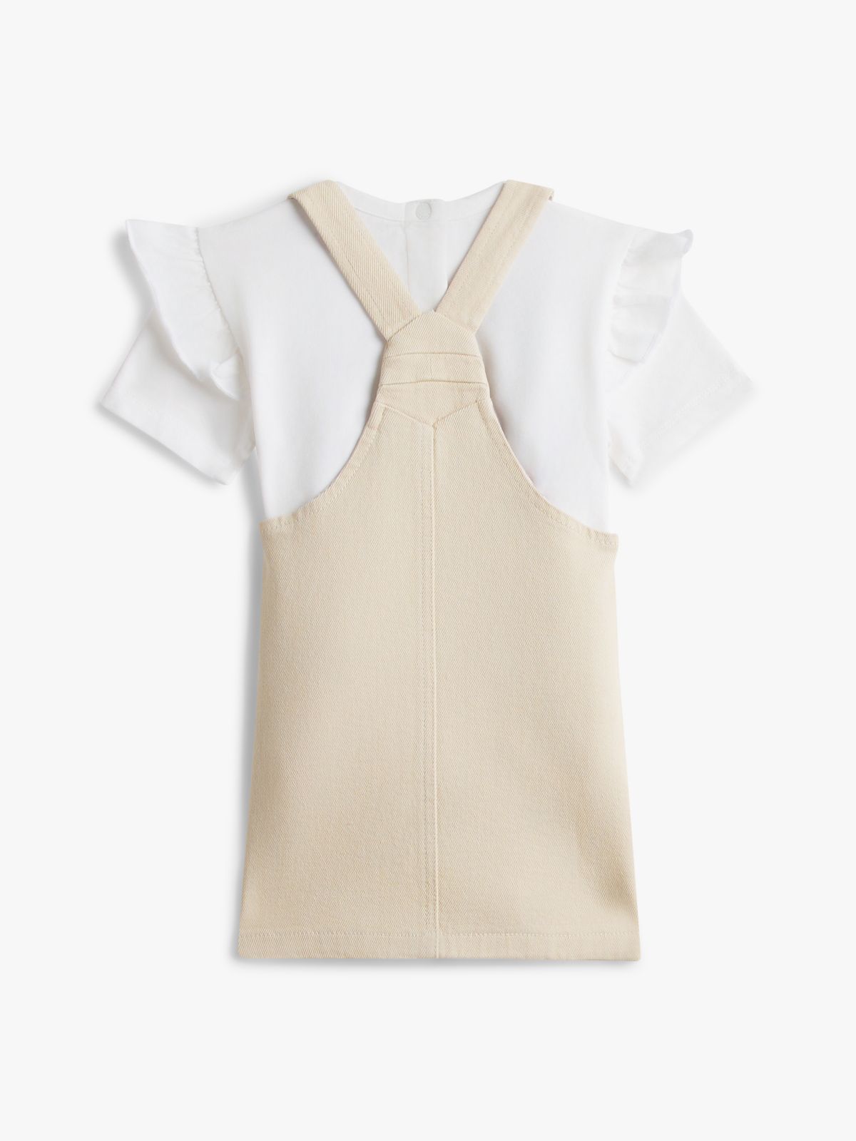 Essential Dungaree Dress And T-Shirt Set — Beige