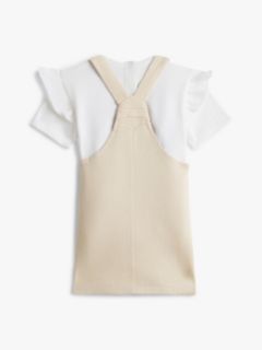 Essential Dungaree Dress And T-Shirt Set — Beige 2