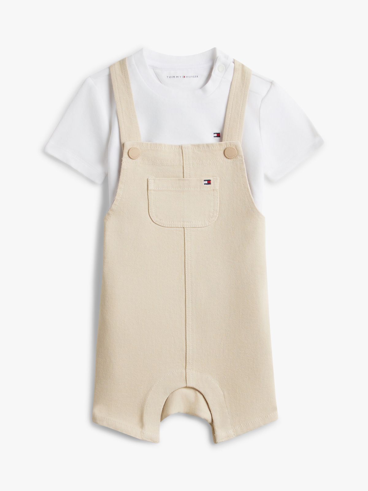 Essential Dungaree Shorts And T-Shirt Gift Box — Beige