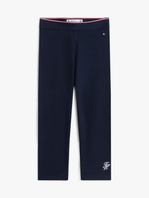 blue essential global stripe waistband leggings for newborn tommy hilfiger