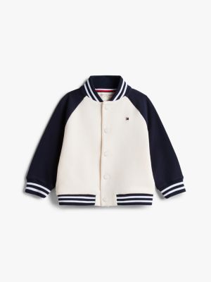 blue back smiley logo varsity jacket for newborn tommy hilfiger