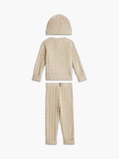Cable Knit Cardigan, Trousers And Beanie Gift Set — Beige 2