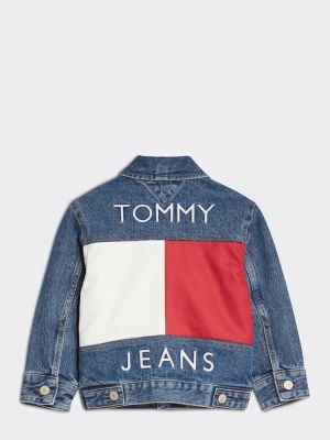 tommy hilfiger jean jacket logo on back