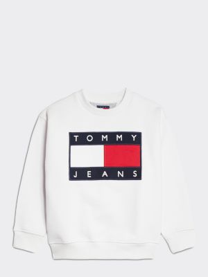 Tommy Jeans Flag Badge Sweatshirt | WHITE | Tommy Hilfiger