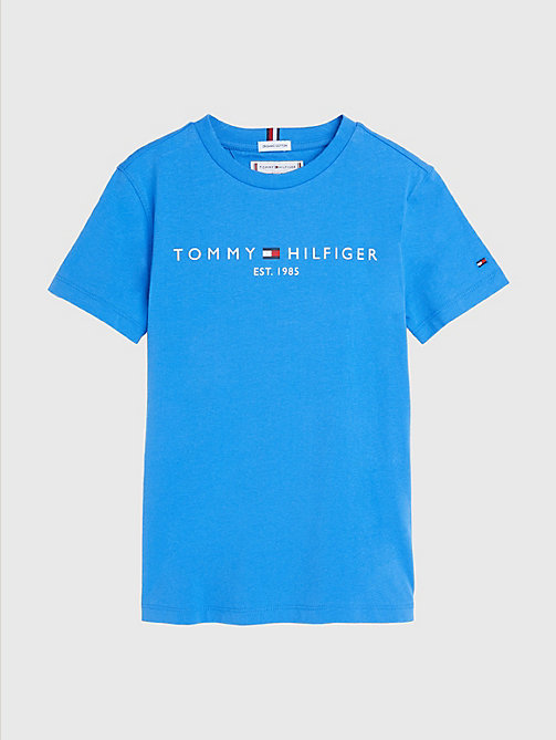 blue essential logo dual gender jersey t-shirt for kids unisex tommy hilfiger