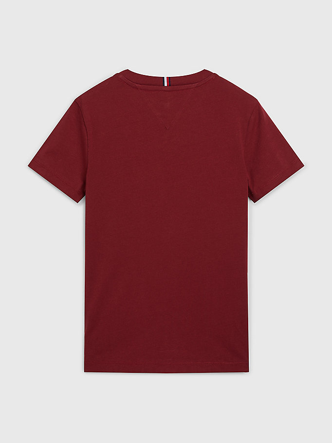 red dual gender essential logo t-shirt for kids unisex tommy hilfiger