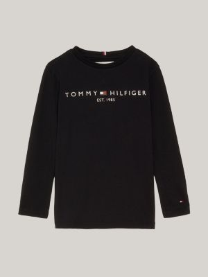 black logo print long sleeve t-shirt for kids unisex tommy hilfiger