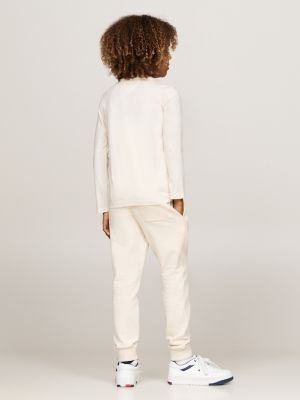 biały longsleeve z logo dla unisex dla dzieci - tommy hilfiger
