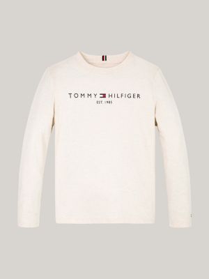 white logo print long sleeve t-shirt for kids unisex tommy hilfiger