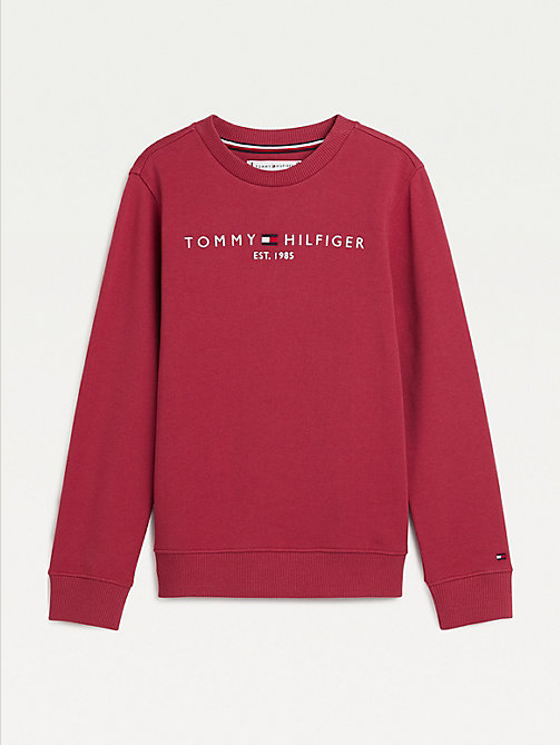 red essential logo sweatshirt for kids unisex tommy hilfiger