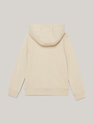 beige essential hoodie mit logo-stickerei für unisex kinder - tommy hilfiger